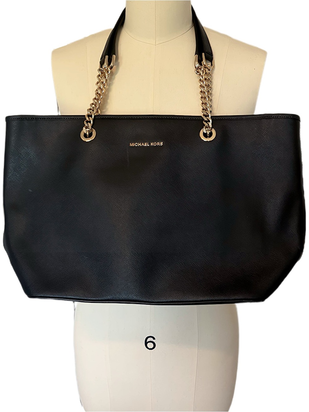 MICHAEL KORS Black Jet Set Travel Tote Saffiano Leather Bag